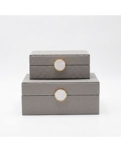 S/2 ΔΙΑΚΟΣΜΗΤΙΚΑ ΚΟΥΤΙΑ ΞΥΛΙΝΑ ΓΚΡΙ 20x16x8cm/ 16x11x6cm Eurolamp 819-00326