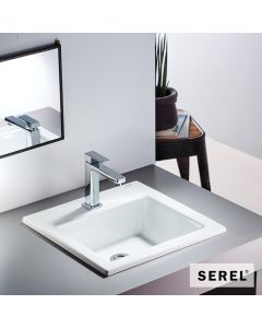 Νιπτήρας Πορσελάνης 42x42 (1 οπή) SEREL White 3014-300