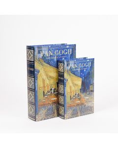 S/2 ΚΟΥΤΙΑ ΒΙΒΛΙΑ VAN GOGH ΞΥΛΙΝΟ ΜΠΛΕ 30x21x7cm / 24x16x5cm Eurolamp 819-00285