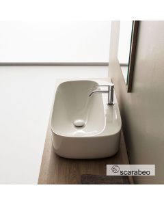 Νιπτήρας Πορσελάνης Moon 70x42 με οπή Μπαταρίας Scarabeo White 5505-300