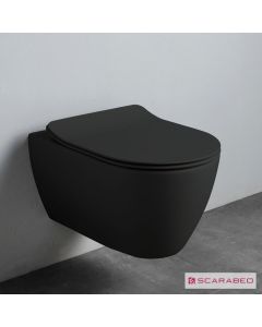 Λεκάνη Κρεμαστή MOON/50,5 Clean-Flush με κάλυμμα Slim Soft Close, Scarabeo (Black Matt) 552000SC-401