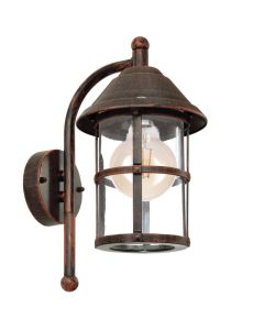 Απλίκα Επίτοιχη IP23, 1*E27 Αντικέ Καφέ -Γυαλί Eglo San Telmo 90184