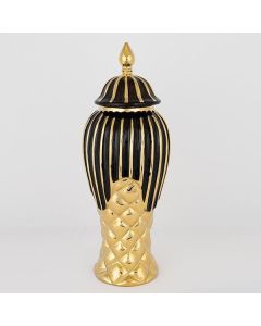 ΒΑΖΟ ΜΕ ΚΑΠΑΚΙ ΚΕΡΑΜΙΚΟ ΜΑΥΡΟ - ΧΡΥΣΟ 17x41cm Eurolamp 752-20116