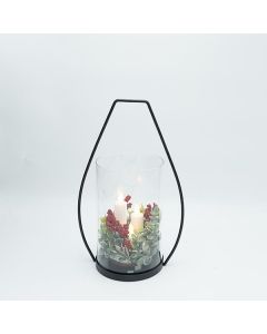 ΜΕΤΑΛΛΙΚΟ ΦΑΝΑΡΙ ΜΑΥΡΟ ΜΕ 3 ΚΕΡΙΑ, 19x30cm Eurolamp 600-47321