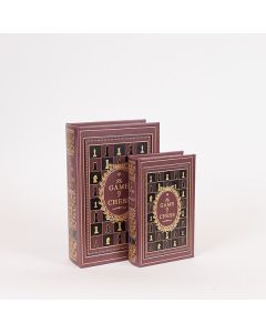 S/2 ΚΟΥΤΙΑ ΒΙΒΛΙΑ GAME OF CHESS ΞΥΛΙΝΟ ΚΑΦΕ 27x18x7cm / 21x13x5cm Eurolamp 819-00287