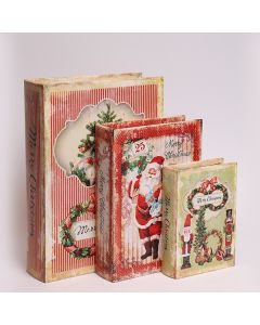 ΒΙΒΛΙΑ ΔΙΑΚΟΣΜΗΤΙΚΑ, VINTAGE,  ΞΥΛΙΝΑ, ΣΕΤ 3 ΤΜΧ, 30x22x7.5,  23x17x6 ΚΑΙ 16x11x4.5cm Eurolamp 600-47919