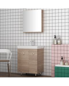 Orabella Vanity 65 Long - Έπιπλο Μπάνιου Επιδαπέδιο με πορσελάνινο νιπτήρα Ege και καθρέπτη ντουλάπι 70126-70102-60155