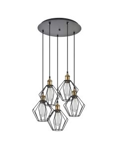 SE21-BR-10-5BL-GR1 MAGNUM Bronze Metal Pendant Black Metal Grid with Black Fabric Cable+ HOMELIGHTING 77-8708