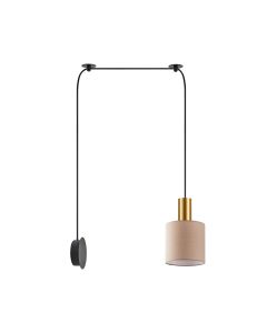 SE21-GM-4-NM1W-SH3 ADEPT TUBE Gold Matt Wall Lamp Brown Fabric Shade+ HOMELIGHTING 77-8826