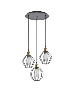 SE21-BR-10-3BL-GR12 MAGNUM FLEX Bronze Metal Pendant Black Metal Grid+ HOMELIGHTING 77-8965
