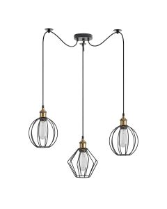 SE21-BR-10-BL3-GR12 MAGNUM FLEX Bronze Metal Pendant Black Metal Grid+ HOMELIGHTING 77-8969