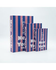 S/3 ΚΟΥΤΙ ΒΙΒΛΙΟ ΞΥΛΙΝΟ ΜΠΛΕ -  ΡΟΖ 33x22x7cm / 26x17x5cm / 21x13x3cm Eurolamp 819-01397