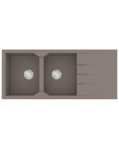 Νεροχύτης Κουζίνας Δύο Γούρνες & Ποδιά 116x50cm Ένθετος ερμάριο 80cm Sanitec Ultra Granite 800-34-Sienna