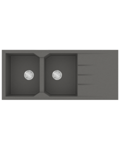 Νεροχύτης Κουζίνας 116x50cm Δύο γούρνες & Ποδιά Ένθετος Ερμάριο 80cm Sanitec ultra Granite 800-35-Pietra