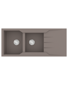 Νεροχύτης Κουζίνας 116x50cm Ένθετος Eρμάριο 80cm Δύο Γούρνες & Πoδιά Sanitec Ultra Granite 801-34-Sienna  