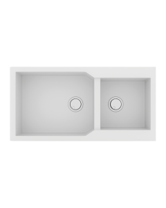 Νεροχύτης Κουζίνας 98x50cm με δύο γούρνες Ένθετος σε ερμάριο 100cm  Γρανίτης Sanitec 803-30-Bianco