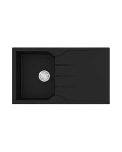 Νεροχύτης Κουζίνας με Ποδιά 86x50cm Ένθετος Ερμάριο 40cm Sanitec Ultra Granite 805-33-Nero