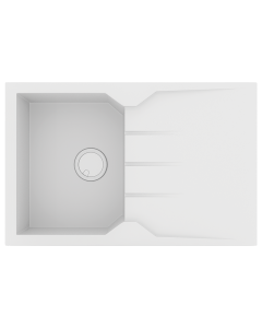 Νεροχύτης Κουζίνας Γρανίτης 79*50 εκ. μία γούρνα & Ποδιά Ένθετος ερμάριο 40 εκ. Χρώμα Λευκό Sanitec Ultra Granite 807