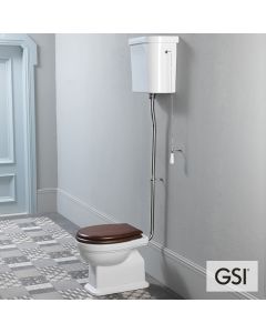 Λεκάνη Υψηλής Πίεσης Πισωστόμια CLASSIC με καζανάκι και Απλό κάλυμμα MS87C Ξύλο, GSI White 871100HW-300