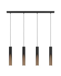 Κρεμαστό Φωτιστικό Ράγα 92,5xH110cm Τετράφωτο 4xGU10 Μαύρο-Καφέ Eglo Barbotto 900875