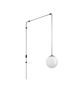 Κρεμαστό Φωτιστικό-Απλίκα με Μπουτόν On-Off Μονόφωτο 1xE27 Μαύρο-Οπάλ Γυαλί Eglo Rondo 3 900977