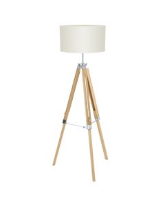 Φωτιστικό Δαπέδου Τρίποδο  Ø975xØ450xH1060-1430mm Μονόφωτο 1xE27 Μέταλλο-Ξύλο-Ύφασμα Μπεζ  Eglo Lantada 94324