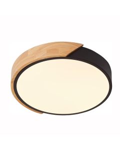Πλαφονιέρα Οροφής 42xH5cm Μέταλλο Μαύρο-Απόχρωση Ξύλου Led CCT 3000-6000K max 50w 3030lm Dimmable Remote Control Sun Light AGLIO-40-BK 