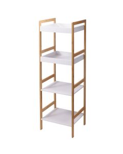 Ραφιέρα Μπάνιου με 4 Ράφια από Bamboo & MDF Natural/White 36x33x110cm MRShome  DF-0011000