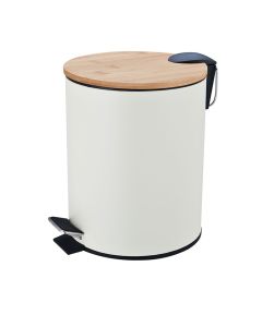 Κάδος Απορριμμάτων Οβάλ 5L Soft Close Μεταλλικός Ivory με Μπαμπού Καπάκι MRShome  DS-8934B07