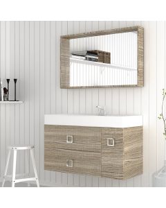 Orabella Touch 101 με τέσσερα Συρτάρια - Κρεμαστό Έπιπλο Μπάνιου με πορσελάνινο νιπτήρα Tecla και καθρέπτη με εταζέρα και ντουλάπι F60168-70155-70112-70113-60168