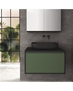 Orabella Drawer 80 deep - Κρεμαστό Έπιπλο Μπάνιου με λευκή ματ επικάλυψηκαι και βάση με συρτάρι από μελαμίνη δικής σας επιλογής σε αποχρώσεις ξύλου (χωρίς καθρέπτη και νιπτήρα) F70228-70228,W-80