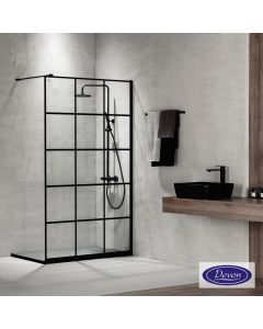 Διαχωριστικό κρύσταλλο ντουζιέρας IWIS Walk-in 110 ρυθμιζόμενo από 107 έως 109εκ., Devon Clean Glass Decor Black Matt IW110DC-400