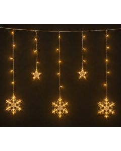 138Led Ασύμετρη Κουρτίνα Με Πρόγραμμα ,Μετασχηματιστή Ip44 Και Διακοσμητικές Φιγούρες ,Διάφανο Καλώδιο / Θερμό Λαμπάκι 250 x 80cm Lianos 23666