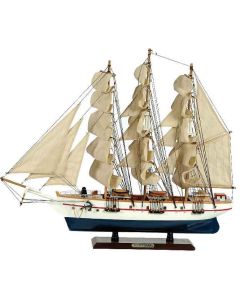 Ξύλινο Παραδοσιακό Καράβι 50 x 10 x 45 (H) cm, Χρώμα Λευκό - Μπλέ Lianos 31110