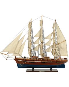 Ξύλινο Παραδοσιακό Καράβι 90 x 16 x 75 (H) cm, Χρώμα Λευκό-Μπλέ Lianos 31116