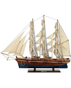 Ξύλινο Παραδοσιακό Καράβι 90 x 16 x 75 (H) cm, Χρώμα Καφέ-Μπλέ Lianos 31117