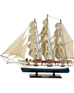 Ξύλινο Παραδοσιακό Καράβι 120 x 19 x 97 (H) cm, Χρώμα Λευκό-Μπλέ Lianos 31119