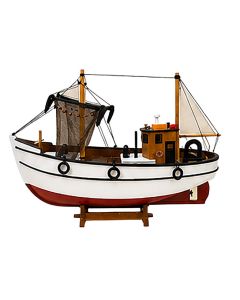Ξύλινο Παραδοσιακό Καράβι 65 x 19 x 50(h)cm,Χρώμα Λευκό - Κόκκινο Lianos 31125