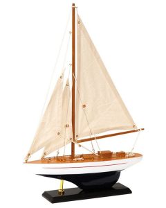 Ξύλινο Παραδοσιακό Καράβι 30 x 6,5 z 43(h)cm,Χρώμα Καφέ - Μπλέ Lianos 50190317