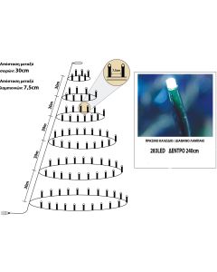283Led Λαμπάκια Σταθερά Στύλ Κώνος Με Μετασχηματιστή Ip44 Με Πράσινο Καλώδιο/Λευκό Λαμπάκι Για Δέντρο 240cm (Kelvin: 6.000 - 10.000) Lianos 60131