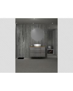 Σετ Έπιπλο Μπάνιου 90cm Cemento Ματ Βάση -Νιπτήρας,Πάγκος Μασίφ Ξύλο Πεύκο 40mm,Καθρέπτης Led Savvopoulos Likno IV