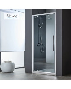 Ανοιγόμενη πόρτα ντουζιέρας PIVOT 70 ύψους 195εκ. ρυθμιζόμενη διάσταση από 77 έως 81εκ., Devon Flow Clean Glass Chrome PF80C-100