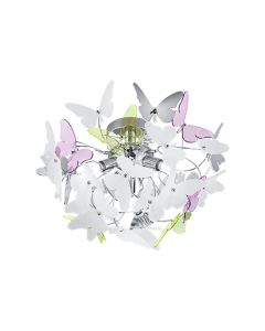 Φωτιστικό Οροφής Ø45 εκ. Τρίφωτο Μέταλλο Χρωμέ / Ακρυλικό Πολύχρωμο Trio Butterfly R60213017