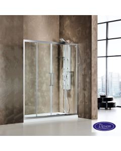 Συρόμενη διπλή πόρτα καμπίνας ντουζιέρας Primus Plus 160 ύψους 195εκ. ρυθμιζόμενη από 157 έως 161εκ. Devon Clean Glass Chrome SL2T160C-100