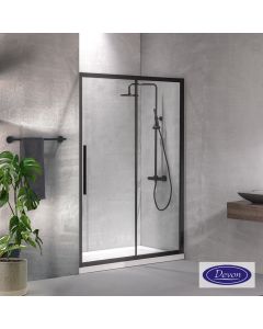 Συρόμενη πόρτα καμπίνας ντουζιέρας Flow 150 ύψους 195εκ. ρυθμιζόμενη από 147 έως 151εκ. Devon Clean Glass Black Matt SLF150C-400
