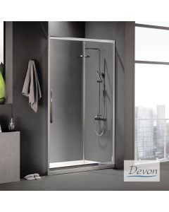 Συρόμενη πόρτα καμπίνας ντουζιέρας High Flow 140 ύψουςεκ.  220 ρυθμιζόμενη από 137 έως 141εκ. Devon Clean Glass Chrome SLFH140C-100