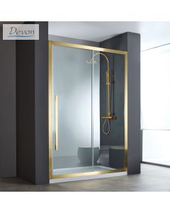 Συρόμενη πόρτα καμπίνας ντουζιέρας Noxx 100 ύψους 200εκ.  ρυθμιζόμενη από 97 έως 99εκ. Devon Clean Glass AISI304 PVD Gold Brushed SLN100C-211