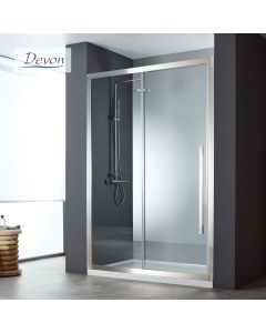 Συρόμενη πόρτα καμπίνας ντουζιέρας Noxx 120 ύψους 200εκ.  ρυθμιζόμενη από 117 έως 119εκ. Devon Clean Glass AISI304 Inox SLN120C-111