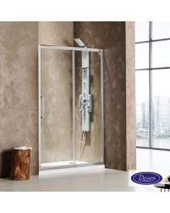 Συρόμενη πόρτα καμπίνας ντουζιέρας Primus Plus 110 ύψους 195εκ.  ρυθμιζόμενη από 107 έως 111εκ. Devon Clean Glass Chrome SLT110C-100