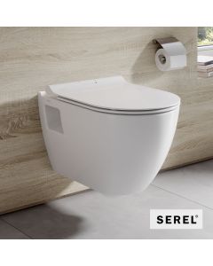 Λεκάνη Κρεμαστή SMART26/52 Rimless με κάλυμμα Slim Soft Close 9001SC, Serel White SM2600SC-300